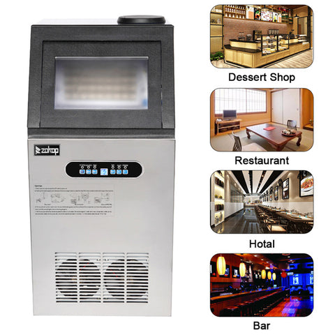US Standard Ice Maker Silver Stainless Steel Transparent Frosted Lid