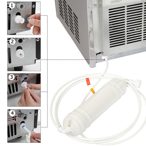 US Standard Ice Maker Silver Stainless Steel Transparent Frosted Lid