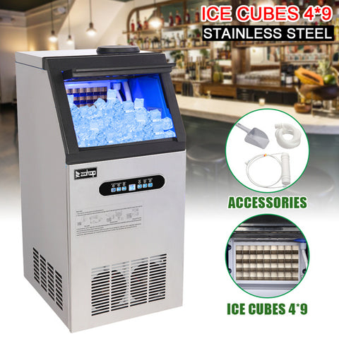 US Standard Ice Maker Silver Stainless Steel Transparent Frosted Lid